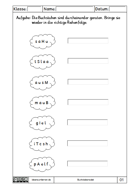 Arbeitsblatt Buchstabensalat